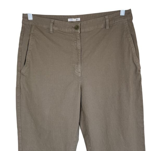 Eileen Fisher Sz 12 Organic Cotton Hemp Blend Olive Green Ankle Pants Relaxed - Picture 4 of 16